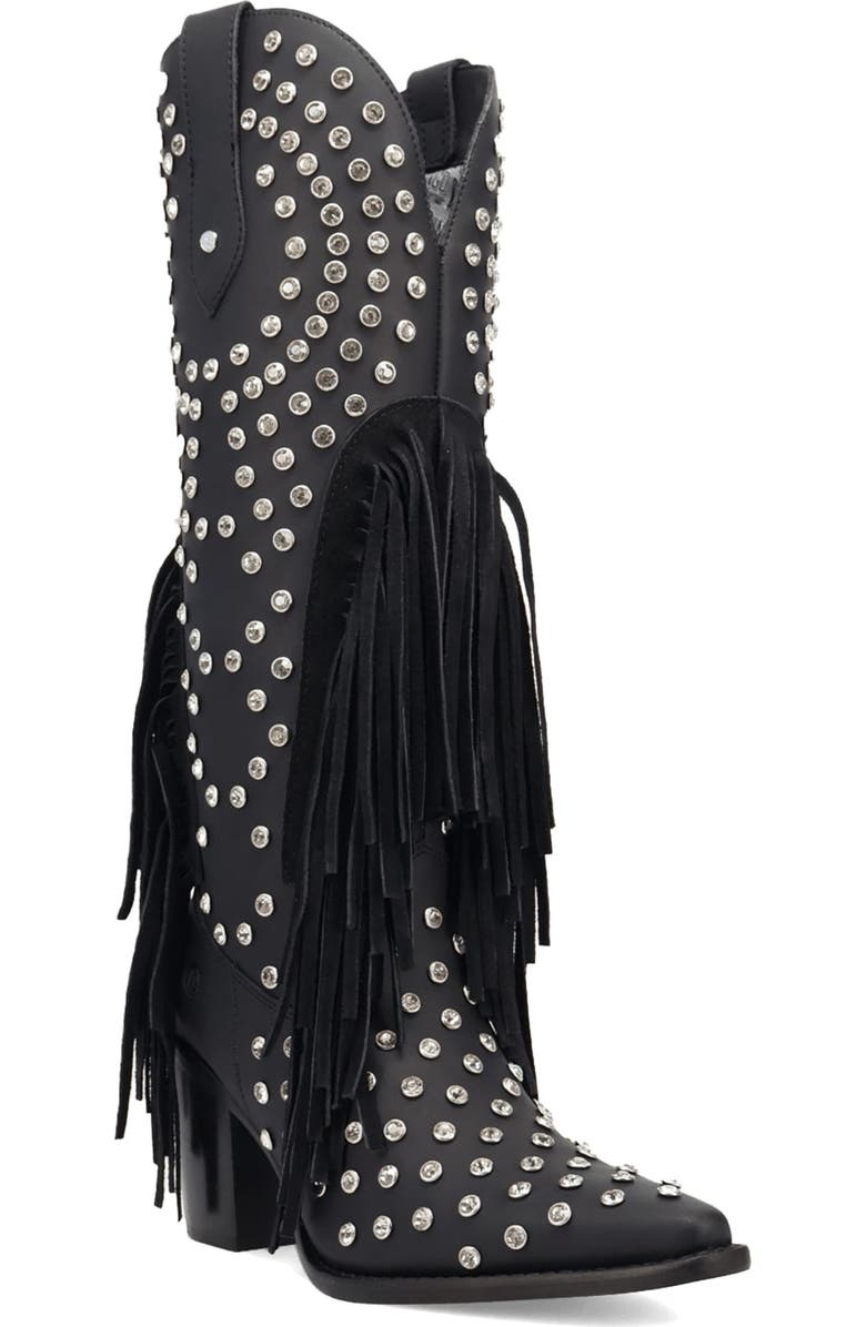 Dingo Show Pony Fringe
Rhinestone Western Boot, Main, color, Black