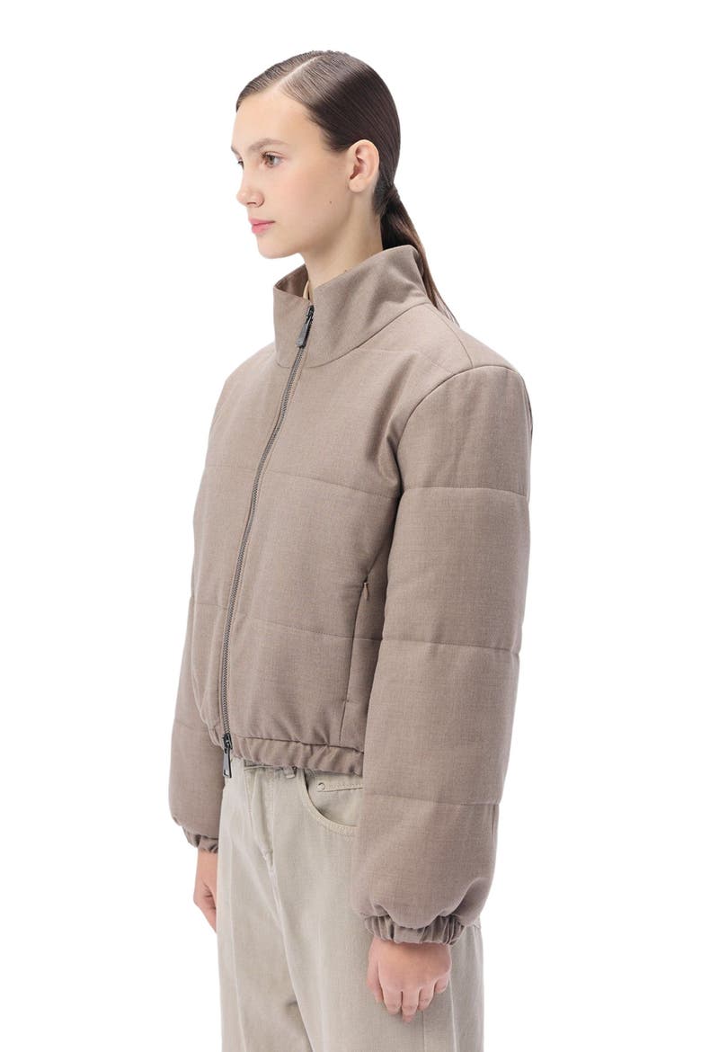 Cropped High-Neck Cashmere Jacket, Alternate, color, taupe