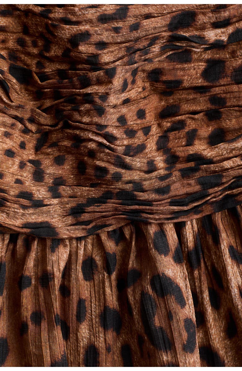 H&M Ruched Scarf-detail Dress, Alternate, color, Light Brown/Leopard Print