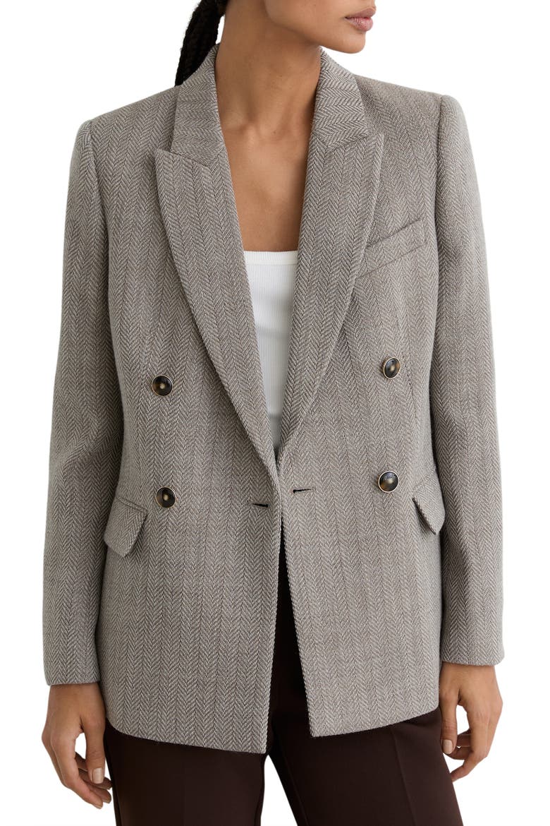 Ember Double Breasted Wool Blend Blazer, Main, color, GREY