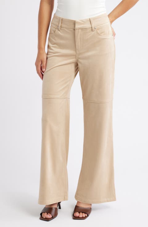 High Waist Wide Leg Faux Suede Jeans