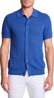 PAISLEY & GRAY Trim Fit Geometric Knit Button-Up Polo