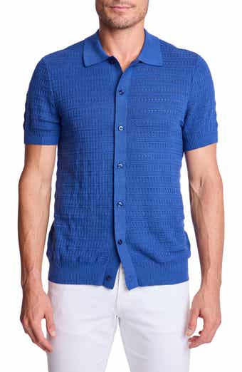 PAISLEY & GRAY Trim Fit Geometric Knit Button-Up Polo