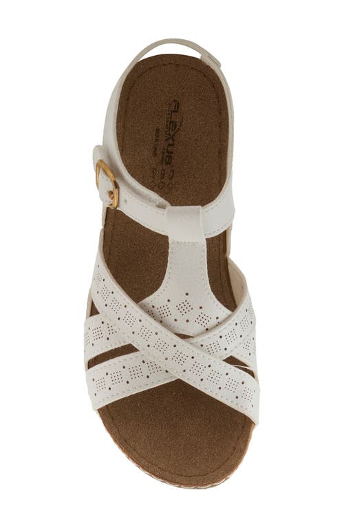 Flexus By Spring Step Perforated Wedge Sandal In White
