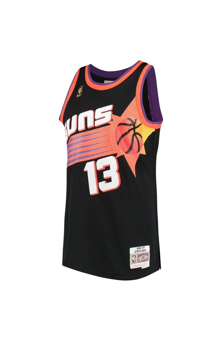 Mitchell & Ness Men's Mitchell & Ness Steve Nash Black Phoenix Suns 1996/97 Hardwood Classics Swingman Jersey, Alternate, color, Black