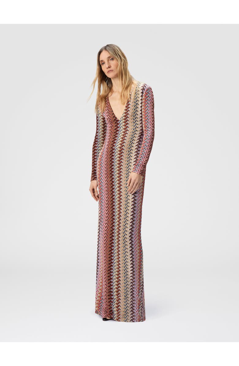 Missoni Long Dress With V-neck And Zigzag Pattern, Alternate, color, Multicoloured