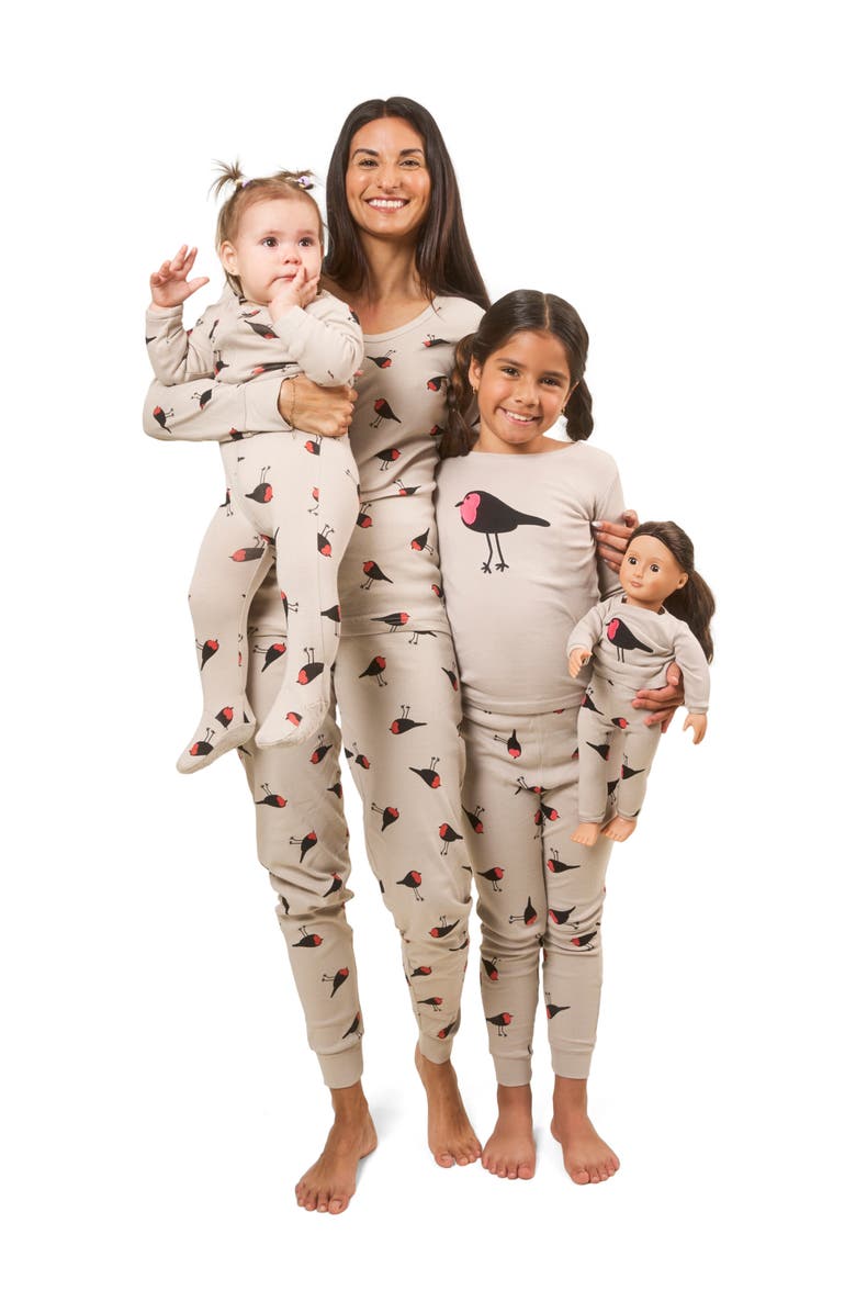 Leveret Two-Piece Cotton Printed Matching Family Pajamas, Animal Friends, Alternate, color, Birds