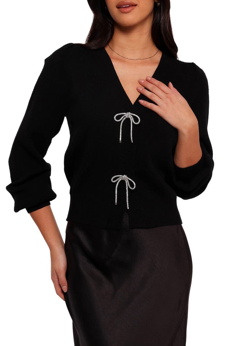 Petal & Pup Brayley Rhinestone Ribbon Accent Cardigan, Main, color,