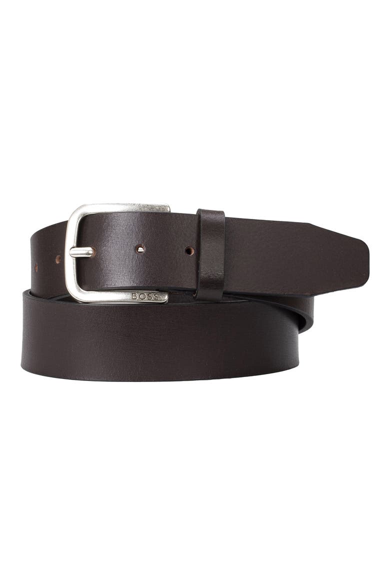 Janni Leather Belt, Main, color, DARK BRN