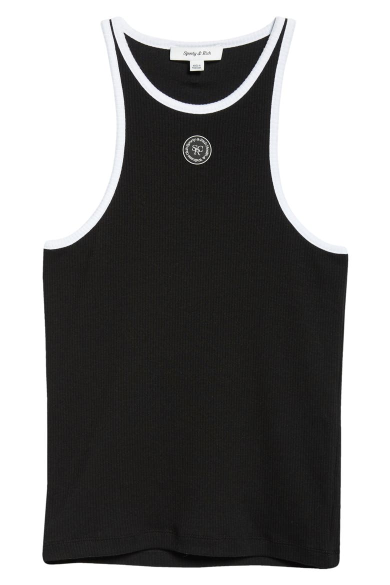 Tipped Rib Tank, Alternate, color, BLACK
