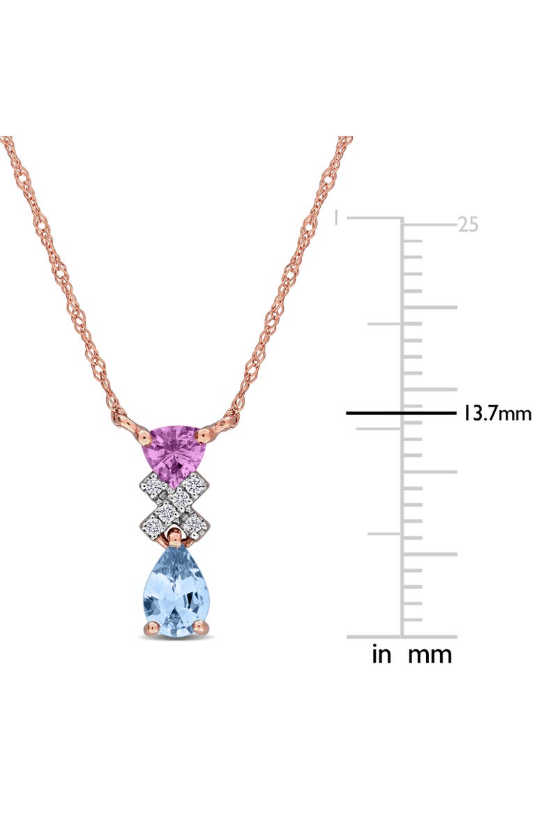 Sapphire & Diamond Drop Necklace 14k, Alternate, color, Rose Gold