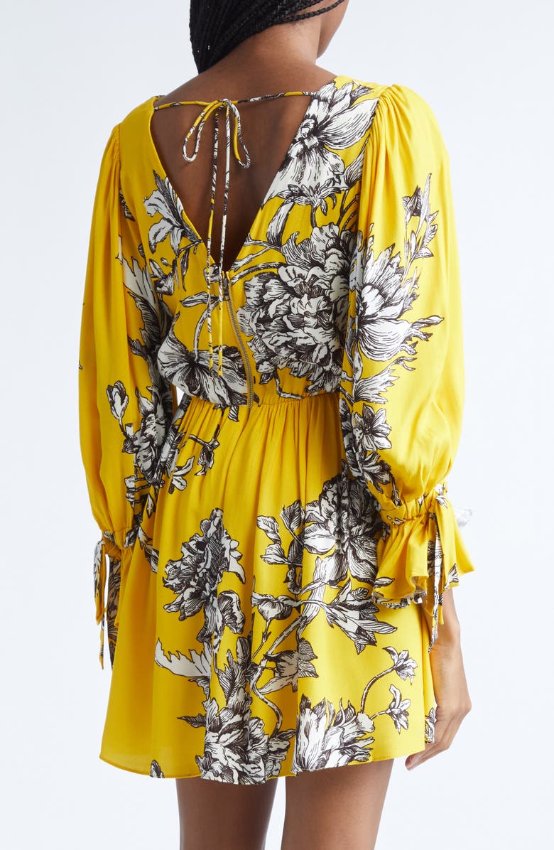 Alice + Olivia Clarissa Floral Long Sleeve Minidress, Alternate, color, Blooming Wild Golden Hour