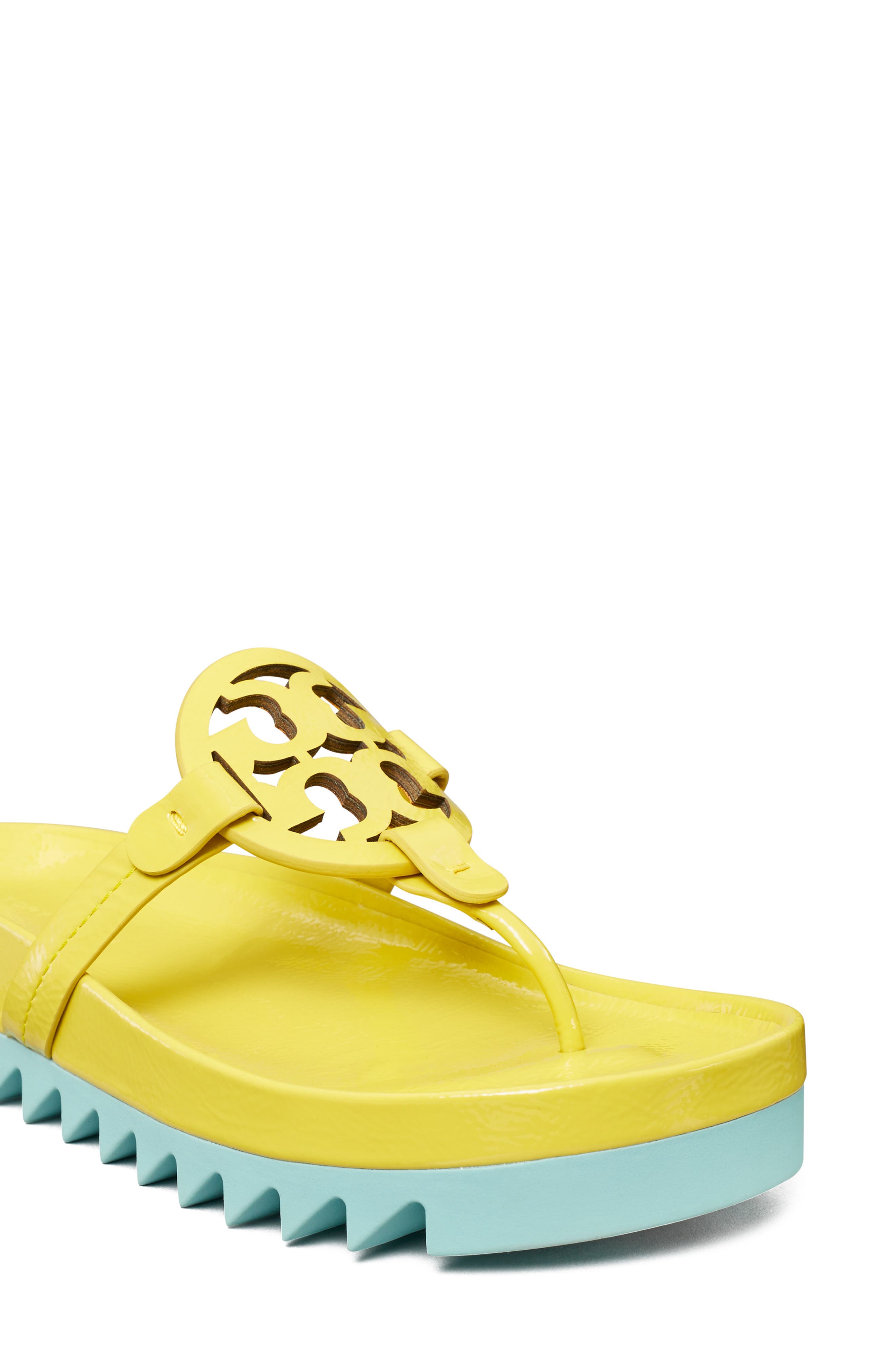 Tory Burch Miller Cloud Lug Sandal, Alternate, color, Zesty Lime / Sea Bubble