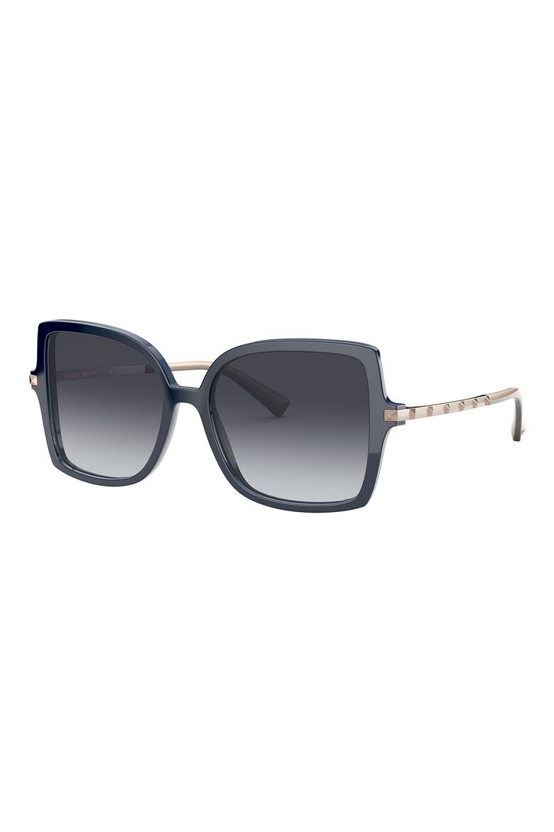 56mm Rockstud Butterfly Sunglasses, Alternate, color, BLUE/ GRADIENT GREY