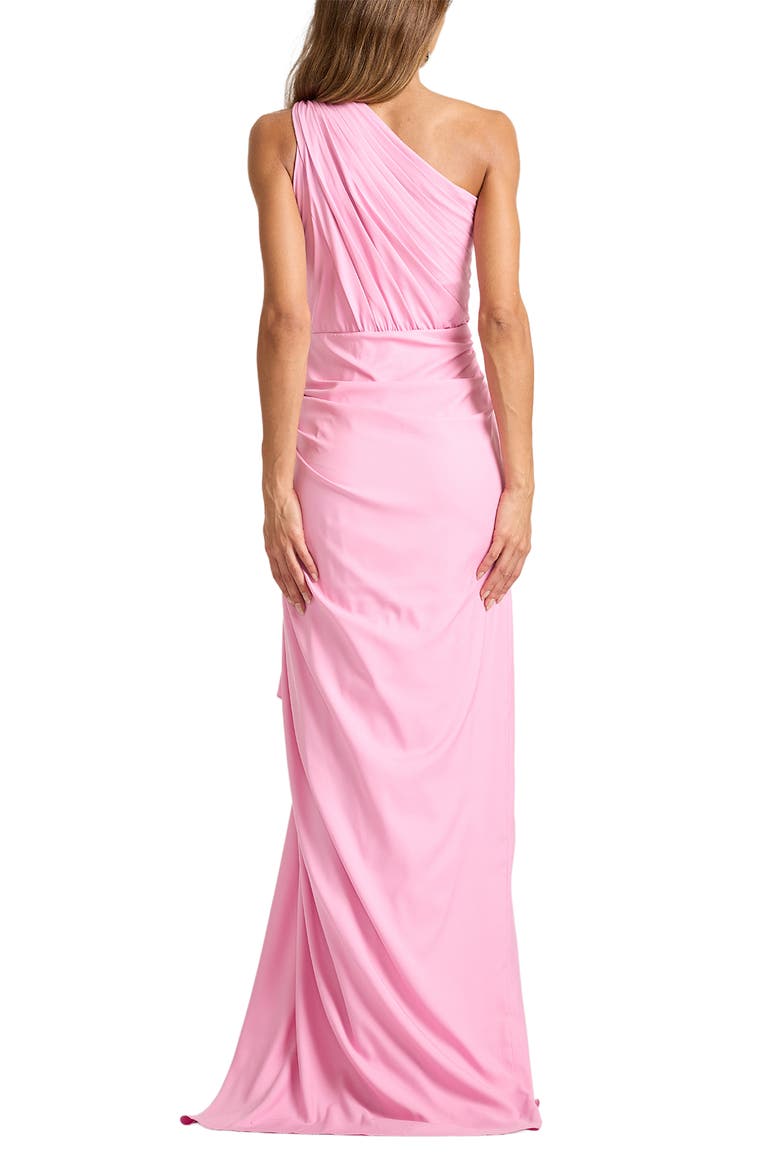 One-Shoulder Side Ruffle Gown, Alternate, color, CANDY PINK