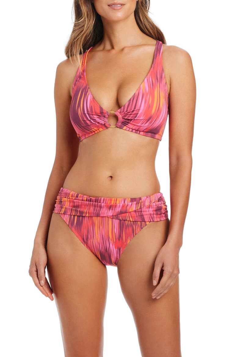 Ikat D-Cup Underwire Bikini Top, Alternate, color, FIESTA PINK