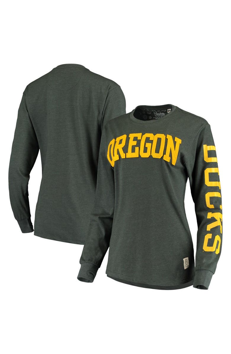 PRESSBOX Women's Pressbox Green Oregon Ducks Two-Hit Canyon Long Sleeve T-Shirt, Main, color, Green