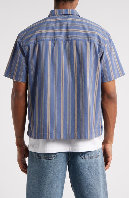 Bp. Boxy Camp Short Sleeve Button-up Cotton Shirt In Blue Indigo Utility Stripe