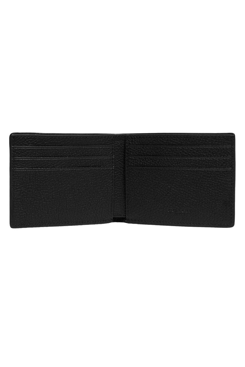 Signature Embossed Leather Bifold Wallet, Alternate, color, BLACK