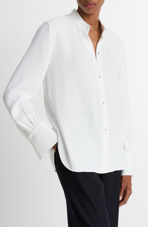 Vince Slim Fit Silk Blend Button-up Shirt In White