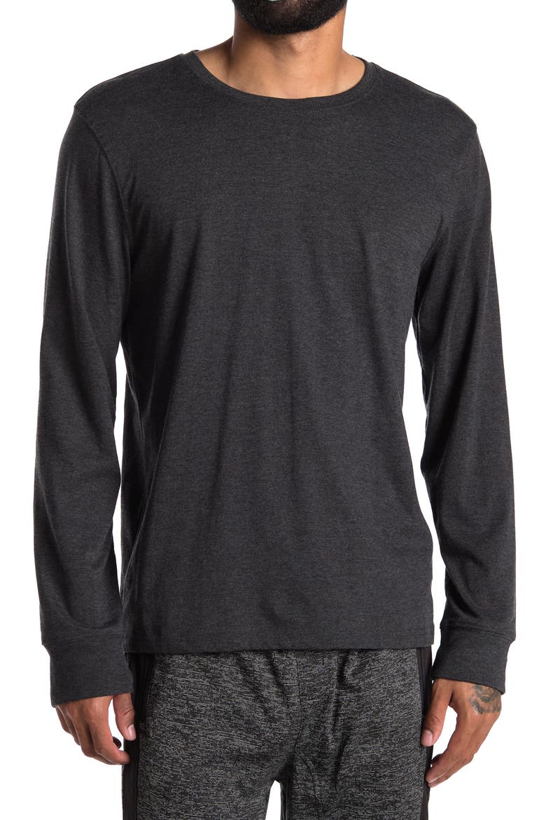 Long Sleeve Crewneck T-Shirt, Main, color, DARK HEATHER GREY