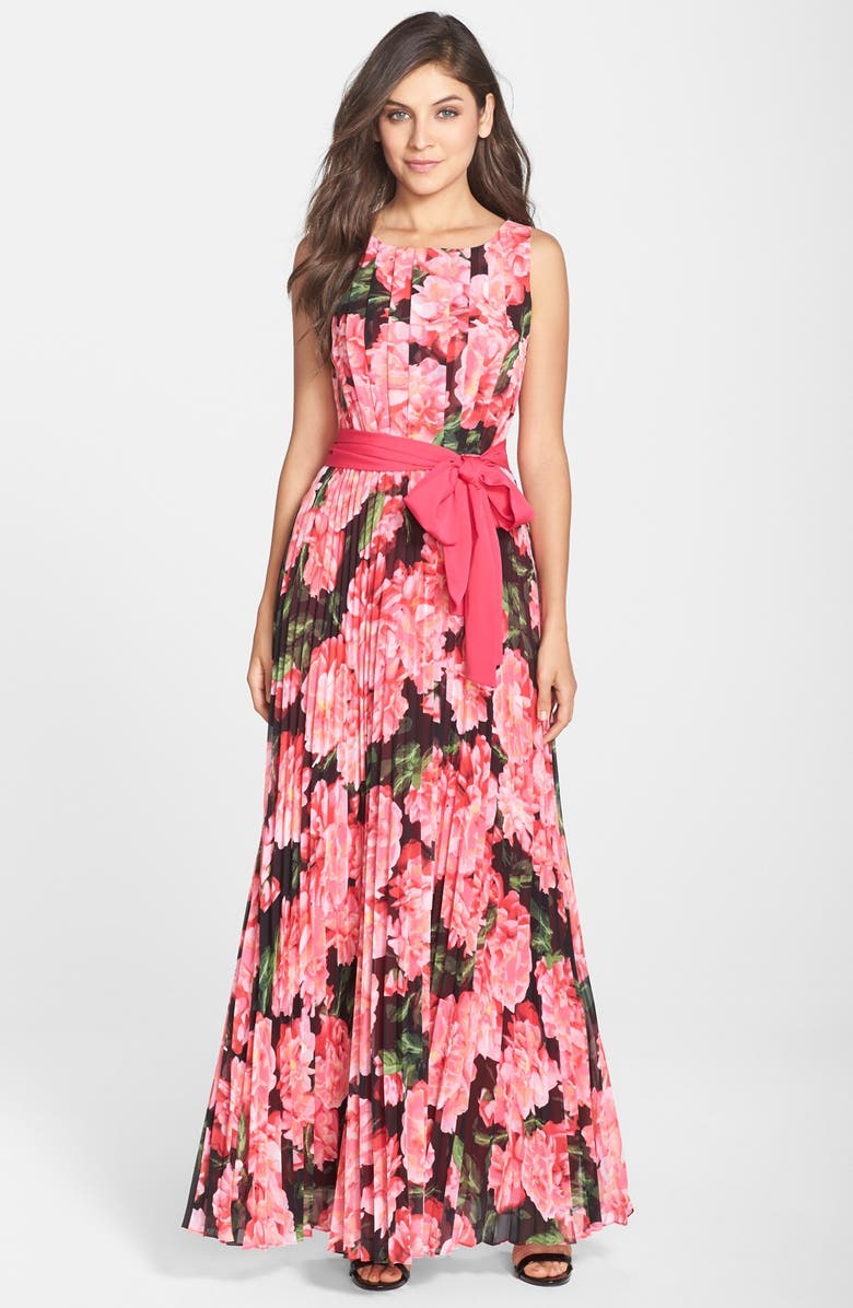 Eliza J Floral Print Chiffon Maxi Dress, Main, color, 