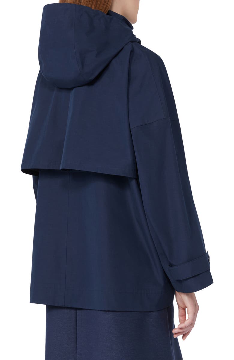 MM by Max Mara Labbro Hooded Raincoat, Alternate, color, Navy