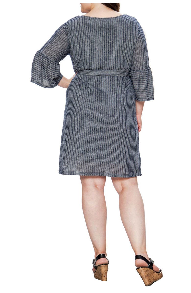 A. CALIN Striped Ruffle Cuff Dress, Alternate, color,