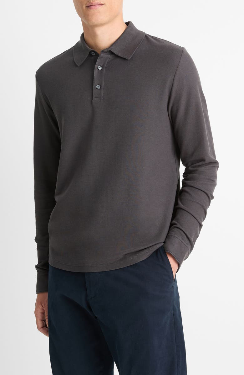 Vince Long Sleeve Cotton Piqué Polo, Main, color, 