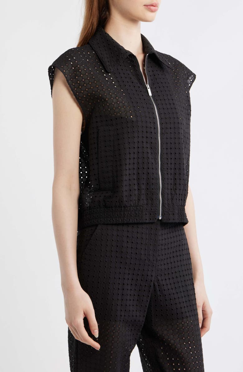 Theory Crop Eyelet Vest, Alternate, color, Black