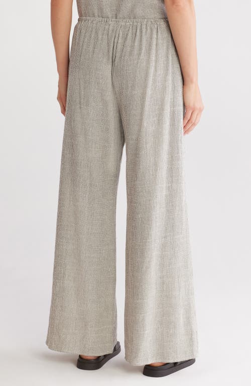 Shop Renee C Stripe Cotton Blend Wide Leg Pants In White/black