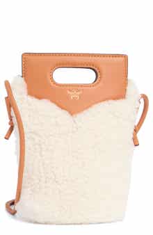 MCM Diamond Genuine Shearling Crossbody Bag