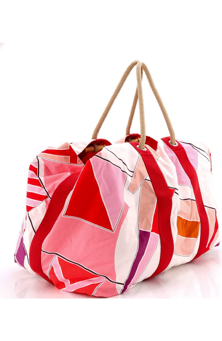 Pre-Owned Hermes Drapeaux Au Vent Bag Printed Canvas Large, Alternate, color, Red