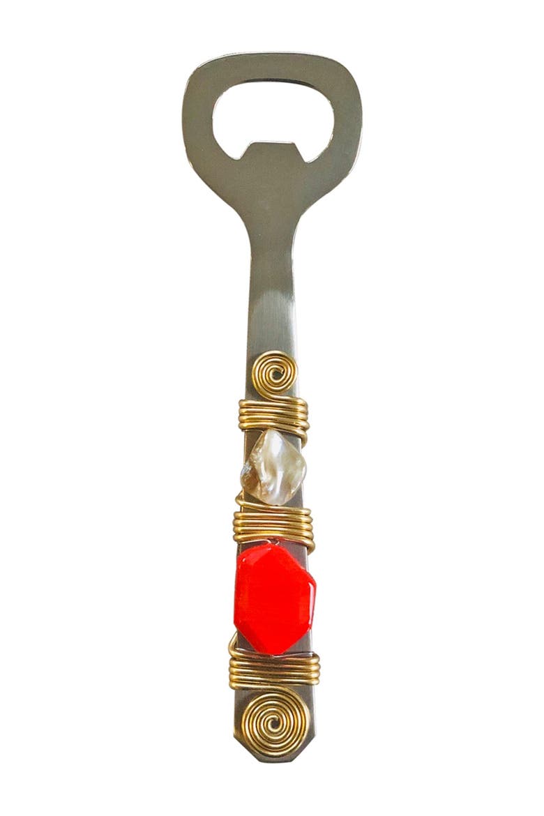 Mother-of-Pearl Embellished Bottle Opener, Main, color, RED