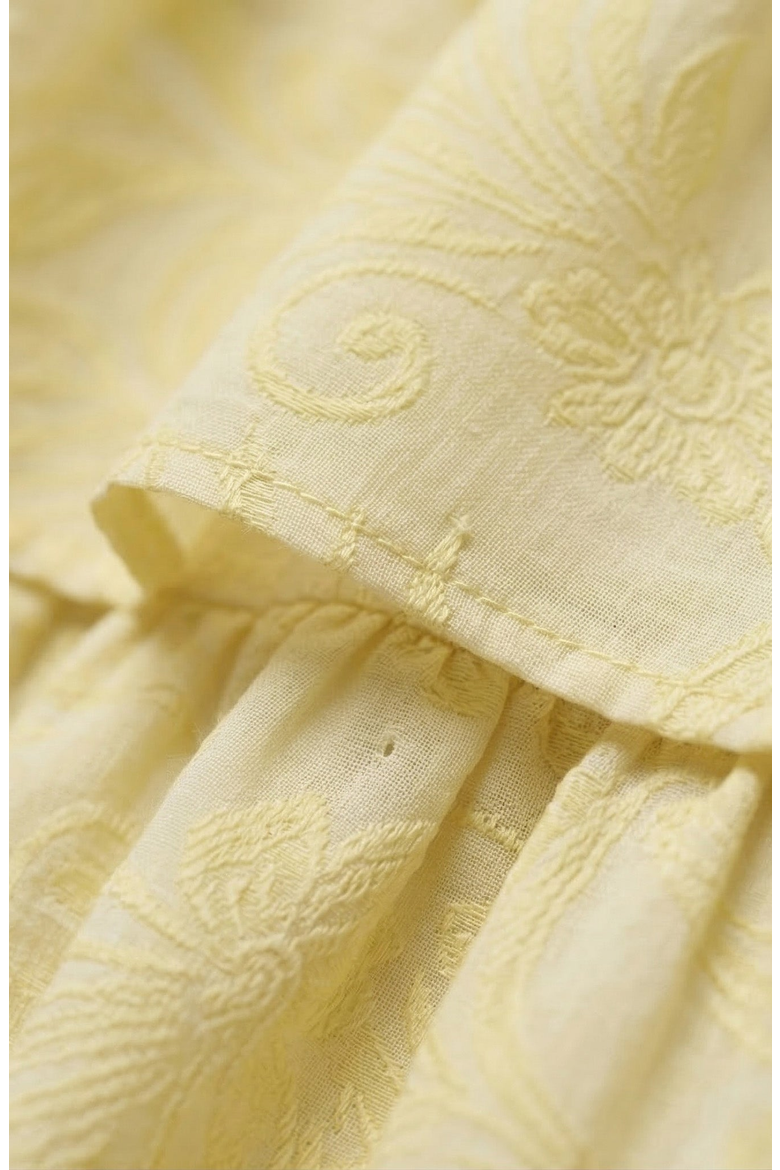 Puff Sleeve Tiered Ruffle Midi Dress, Alternate, color, Pale Yellow