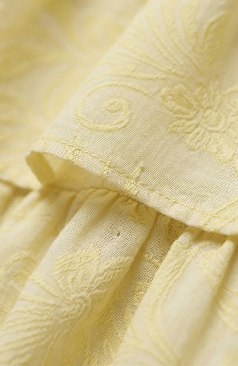 Modenaire Puff Sleeve Tiered Ruffle Midi Dress, Alternate, color, Pale Yellow