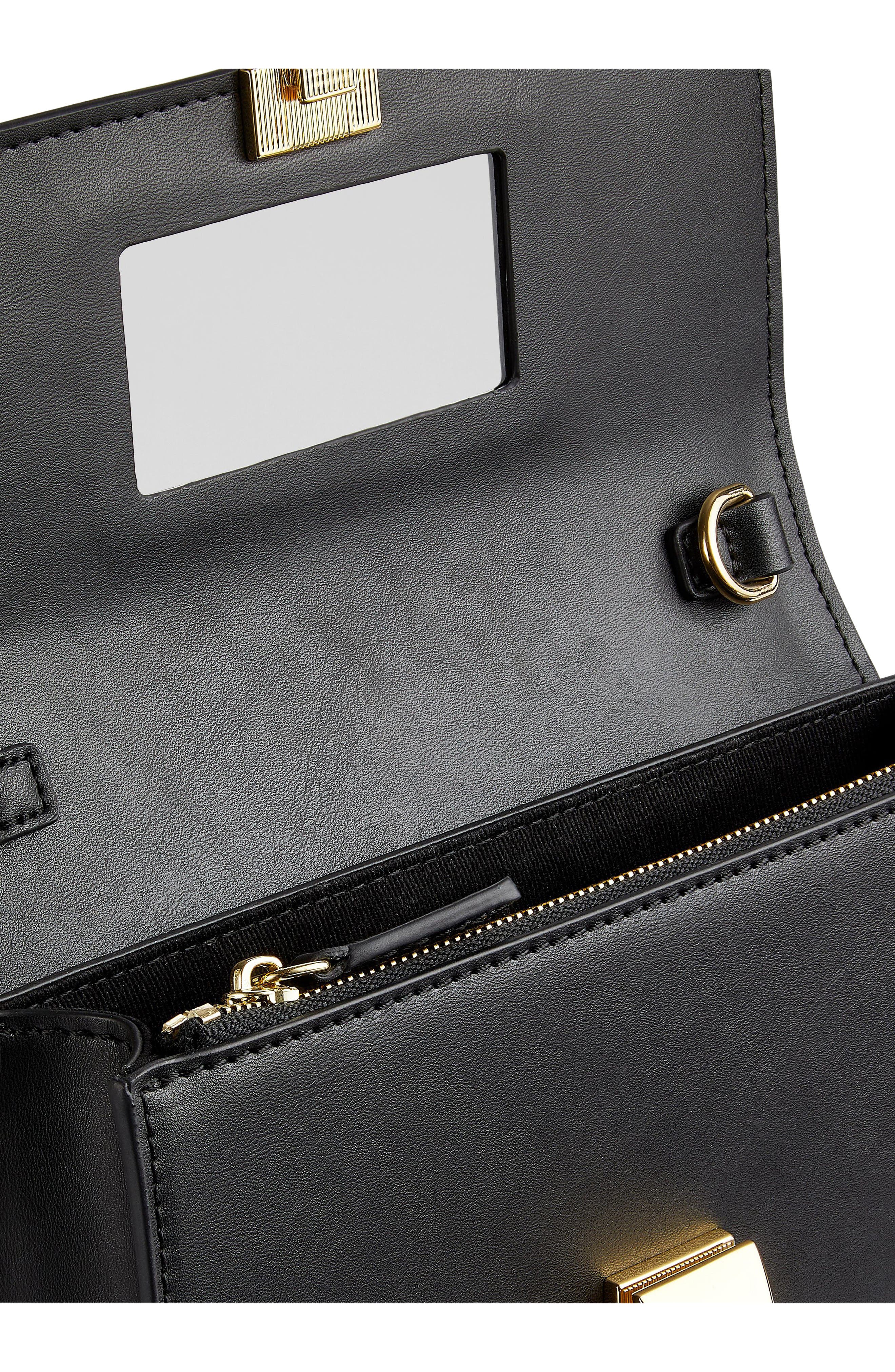 LK Bennett Otto Structured Faux Leather Clutch, Alternate, color, Bla-Black