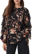 AllSaints Lissie Floral Print Ruffle Top