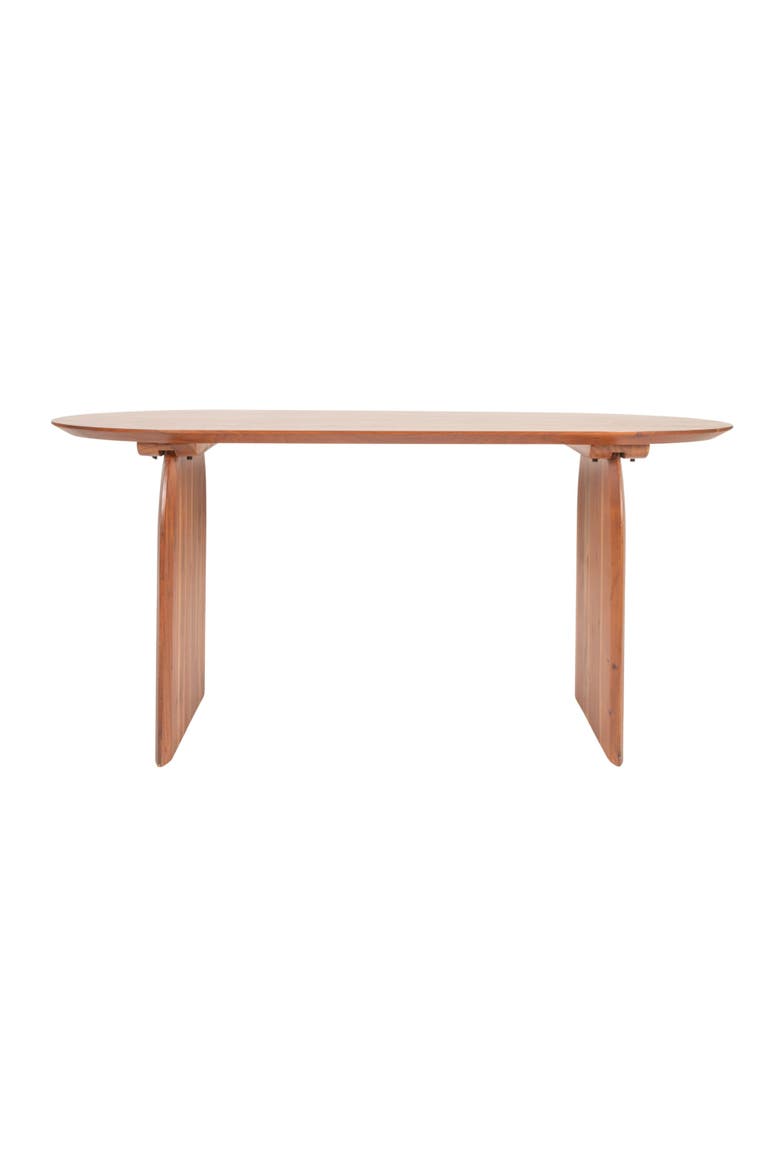 Pill-Shaped Dining Table with Half-Moon Base, Alternate, color, Natural