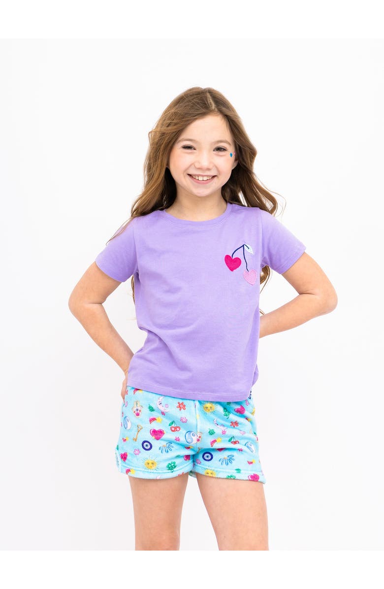 Preppy Goose Cherry Heart Embroidered Short Sleeve T-Shirt, Main, color, Lavender