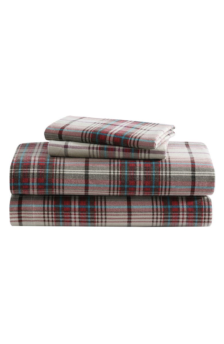 Eddie Bauer Montlake Plaid Cotton Flannel Sheet Set, Main, color, Red