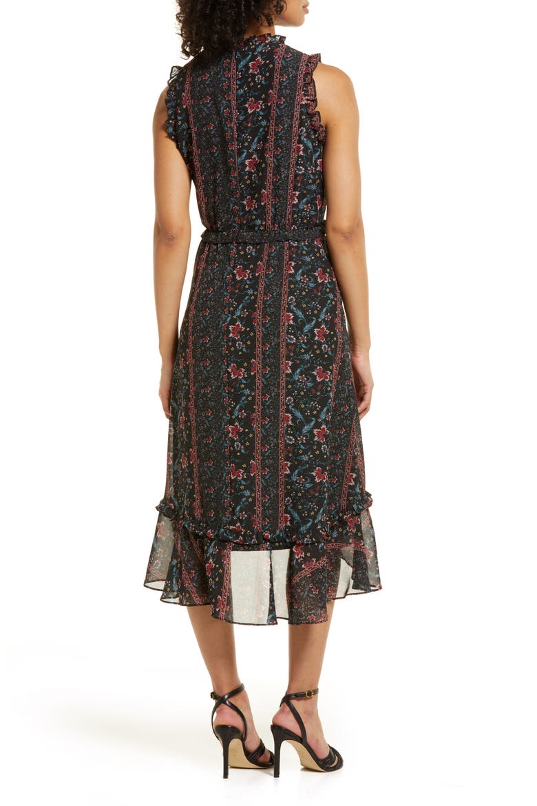 Sleeveless Mock Neck Midi Dress, Alternate, color, BLACK MULTI