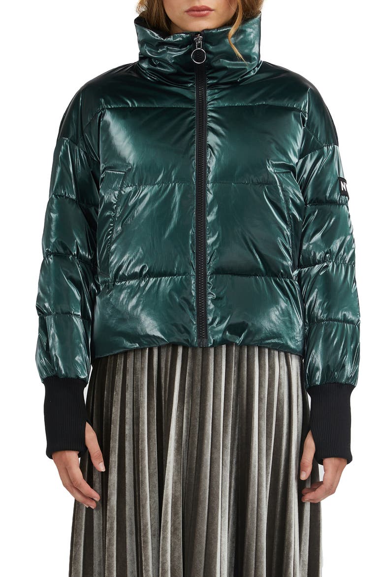 Stand Collar Water Repellent Short Puffer Coat, Main, color, FOREST GREEN