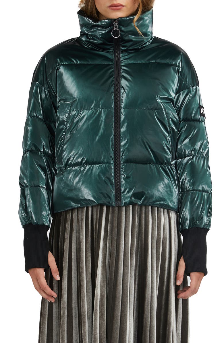 NVLT Stand Collar Water Repellent Short Puffer Coat, Main, color, 