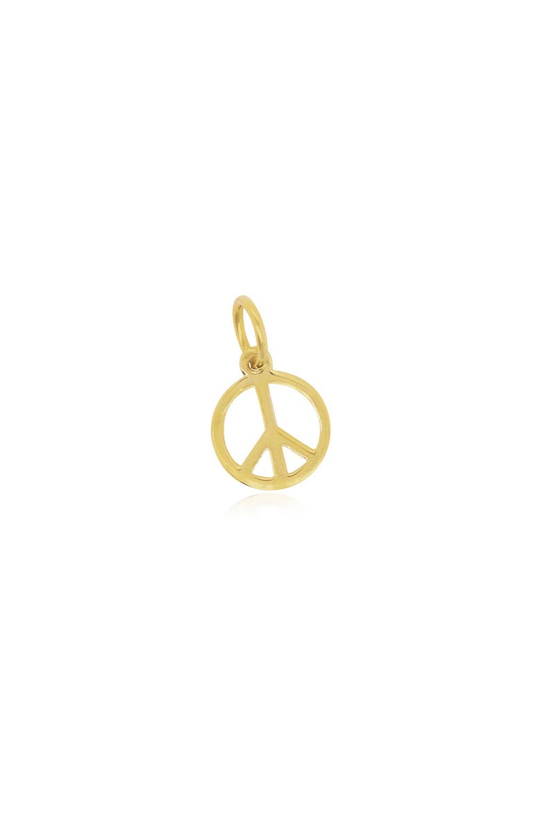 The Lovery Fine Jewelry Mini Gold Peace Charm, Main, color, Yellow Gold