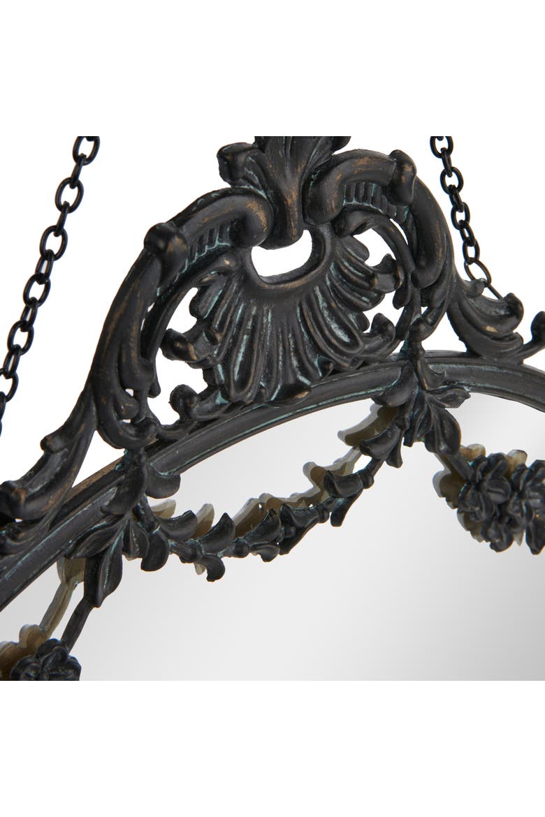 Vintage Pewter Framed Wall Mirror with Decorative Chain, Black, Alternate, color, Black