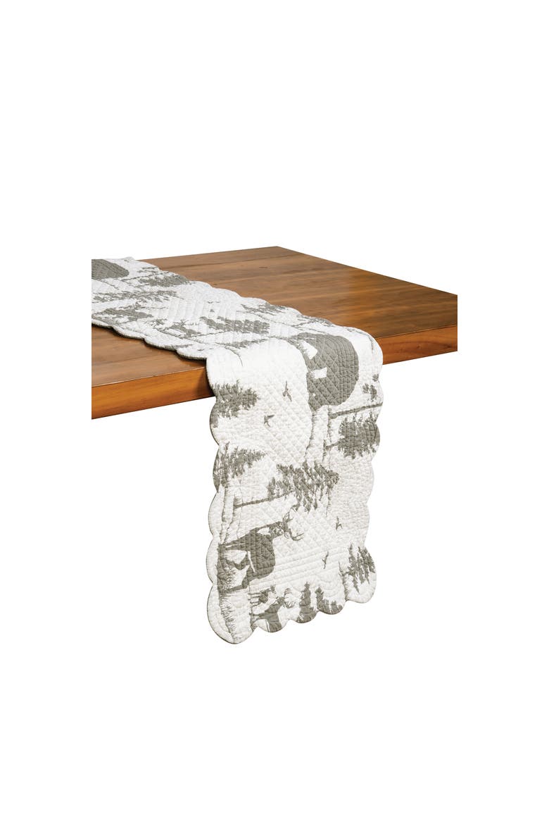 Henderson Hideaway Woven Reversible Rustic Winter Wilderness Table Runner 14" x 51", Alternate, color, Beige