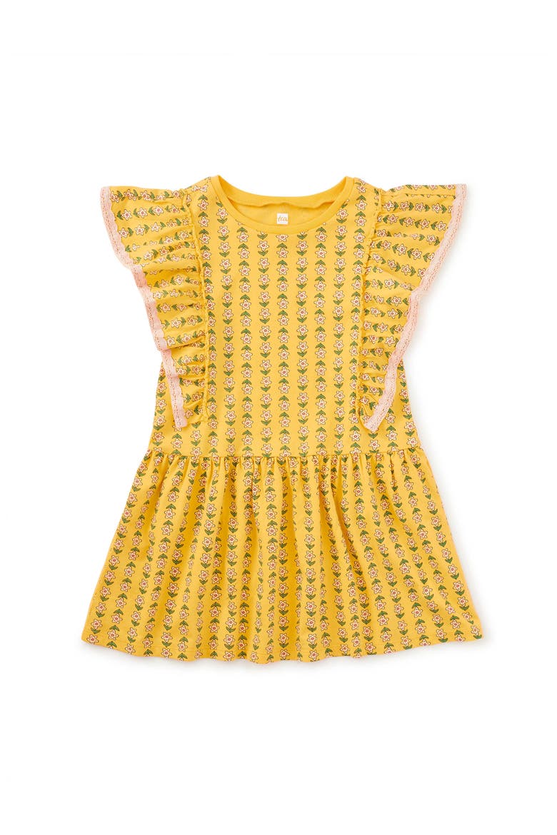 Crochet Trim Ruffle Dress, Main, color, Vintage Floral Tile
