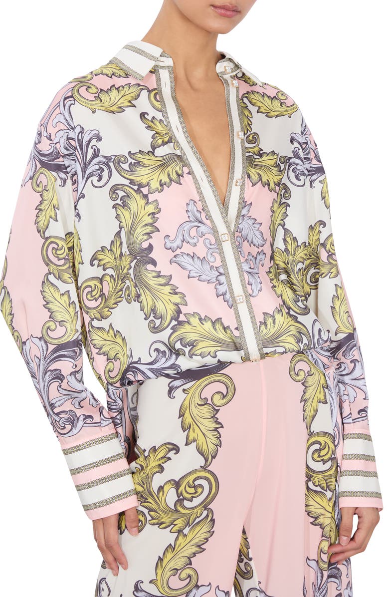 Alice + Olivia Lane Scarf Print Long Sleeve Button-Up Shirt, Alternate, color,