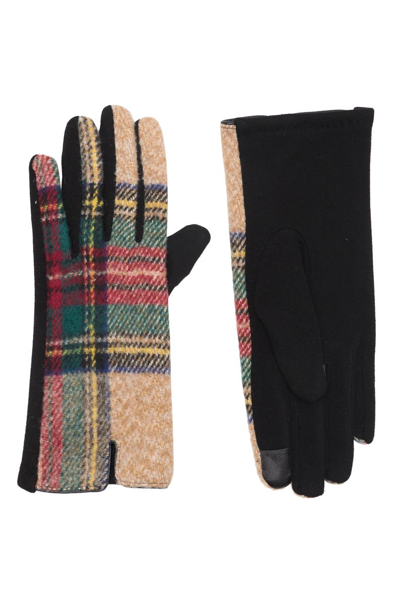 David & Young DAVID AND YOUNG Plaid Print Tech Gloves, Main, color,